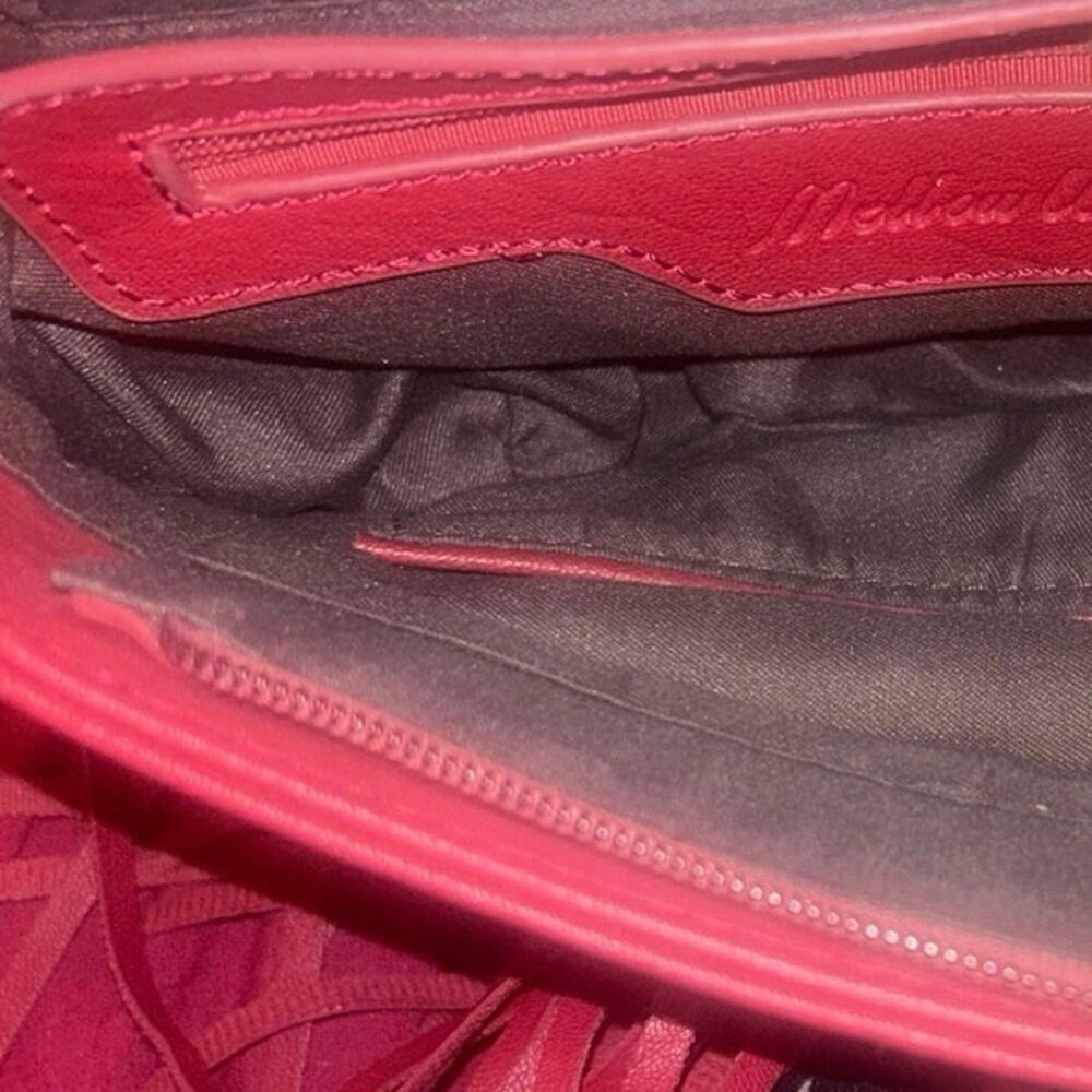 PETA Certified Vegan Faux Leather Burgundy Boho Fringe Festival Crossbody Bag - Picture 5 of 5